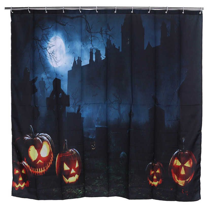 Shower Curtain 188x188cm Halloween Themed Pumpkin Pattern Waterproof Bathroom Supplies