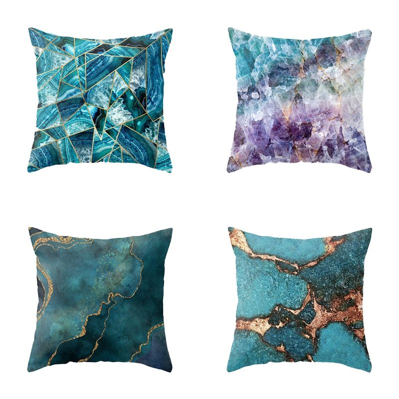 4PCS Agate Marbling Cushion Cover Pillowcase Home Decorative Sofa Square Pillow Cover Bedroom Car Decor 45X45cm