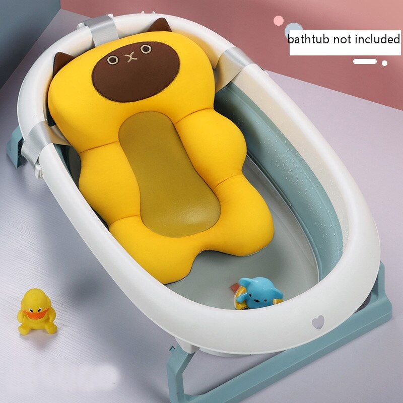 Baby Shower Bath Seat Support Mat Pad Foldable Baby Bath Tub Mat Newborn Anti-Slip Soft Comfort Bathtub Cushion