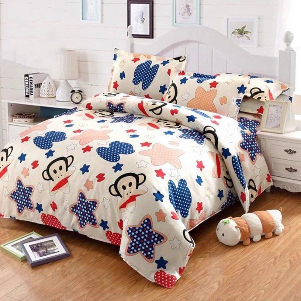 1.8M Bed Supplies Printing Quilt Cover Bed Sheet Pillow CasesMonkey King