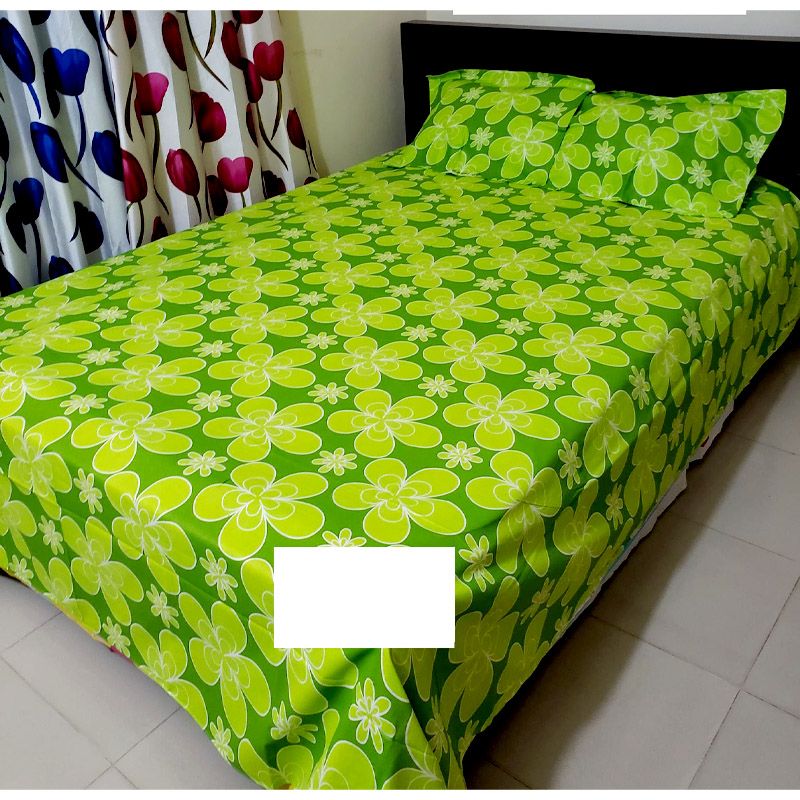 Cotton King Size Bedsheet - 3pcs Set- Multicolor By