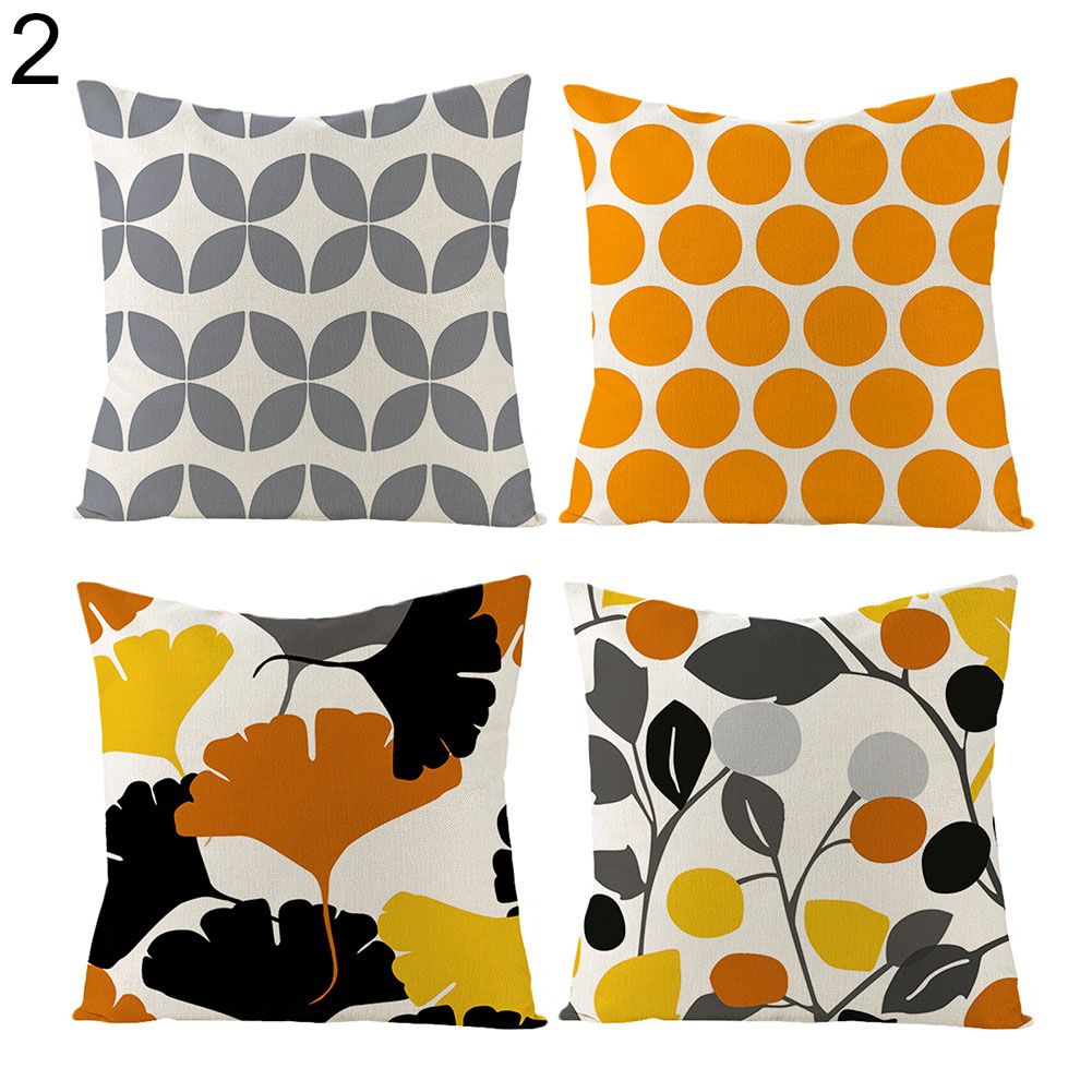 4Pcs Linen Deer Geometric Pattern Throw Pillow Cover Cushion Case Home Car Decor
