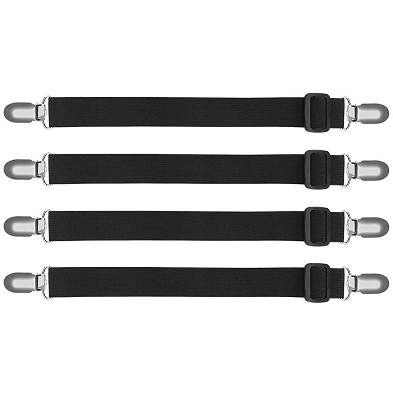 Bed Sheet Holder Straps, Corner Sheet Clips, Elastic Adjustable Sheet Fasteners Sheet Grippers for Mattresses (4PCS)