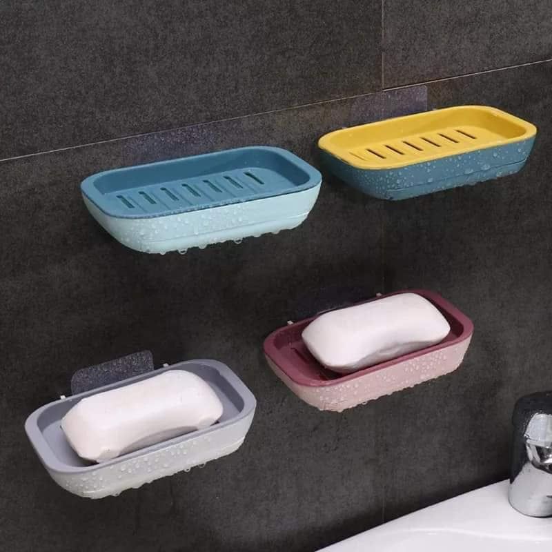 1 piece Bathroom Drain Soap Box Plastic Sponge Soap Dish Bathroom Wall Mounted Double Layer Soap Holder Accessories