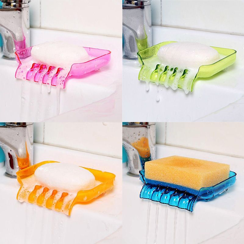Waterfall Soap Holder Non Slip Soap Box Toilet Shower Tray Draining Rack Bathroom Gadgets Kitchen Sink Sponge Holder