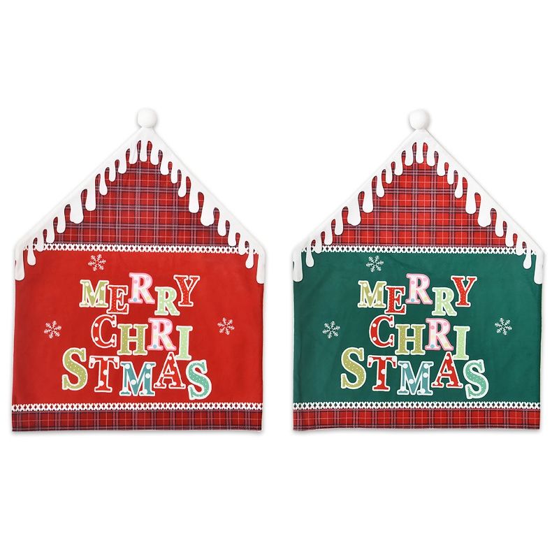 2 Pcs Merry Christmas Chair Cover for Restaurant Home Christmas Festival Decor