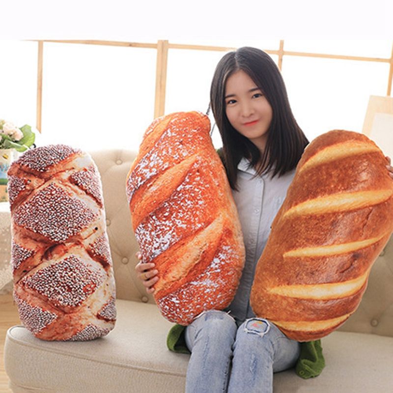 60cm 3 Kinds Creative Bread Pattern Pillow Funny Soft Massage Neck Pillow PP Cotton Filler Cervical Health Care Pillow A