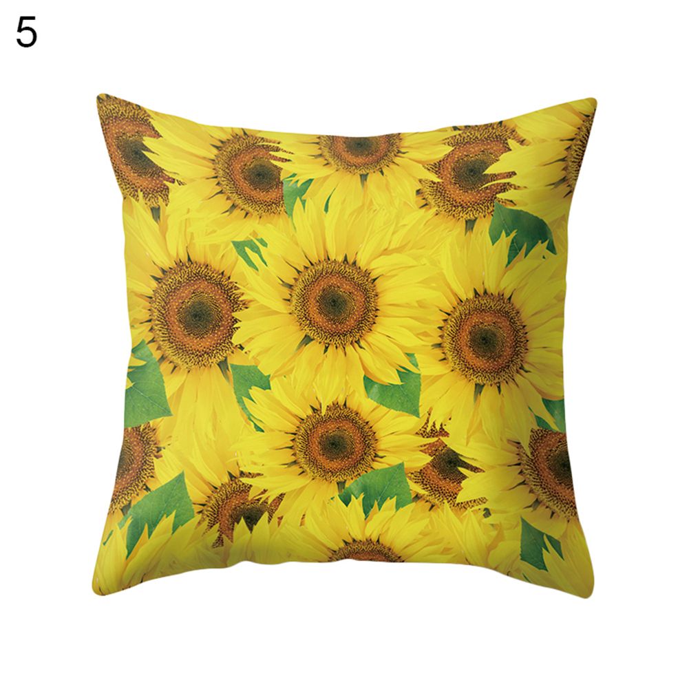 Tulip Sunflower Rose Pattern Throw Pillow Case Cushion Cover Sofa Bed Car Decor