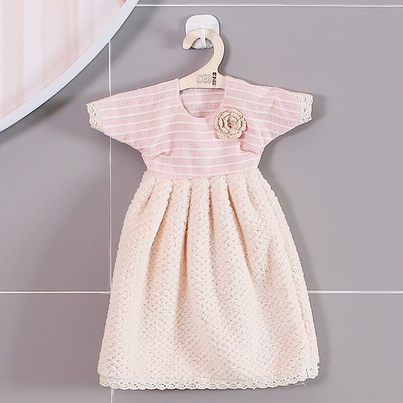 1PC Cute Velvet Hand Towels Absorbent Lint-Free Cloth Kitchen Towel Easy Clean Kitchen Bathroom Hanging Towel Coral New