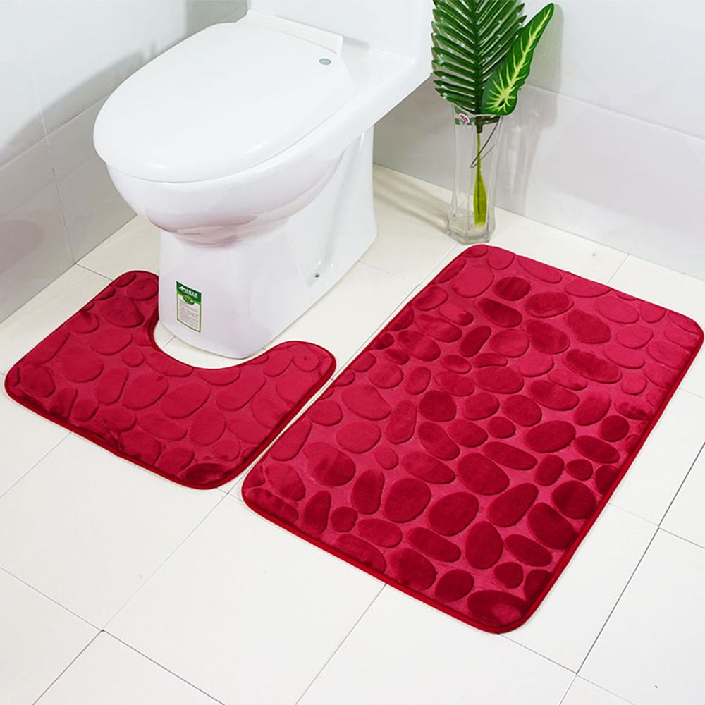 2PCS Non Slip Bath Mat Carpet Rug Pad Pedestal Mat Bathroom Floor Shower Carpet Super Absorbent Fast Drying Bath Memory Foam Flannel Rug Mat Toilet Floor Home Bedroom Kitchen Decor 50X80CM 50X40CM