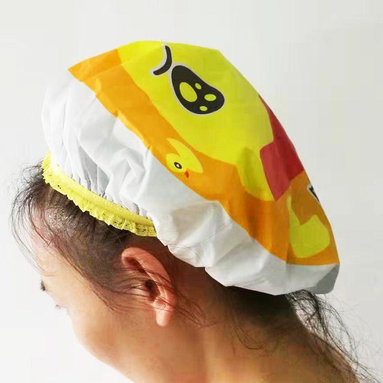 Cute cartoon bath bath, Japanese waterproof, bath cap, shampoo, oil-proof hood cap for women