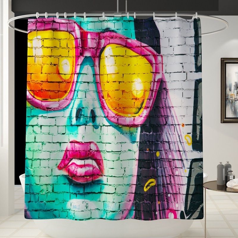 4/3/1 Pcs Bathroom Set 3D Waterproof Shower Curtain Bathroom Non-slip Mats Bath Carpets Modern Girl Shower Curtain Toilet Cover Mat Bathroom Decor