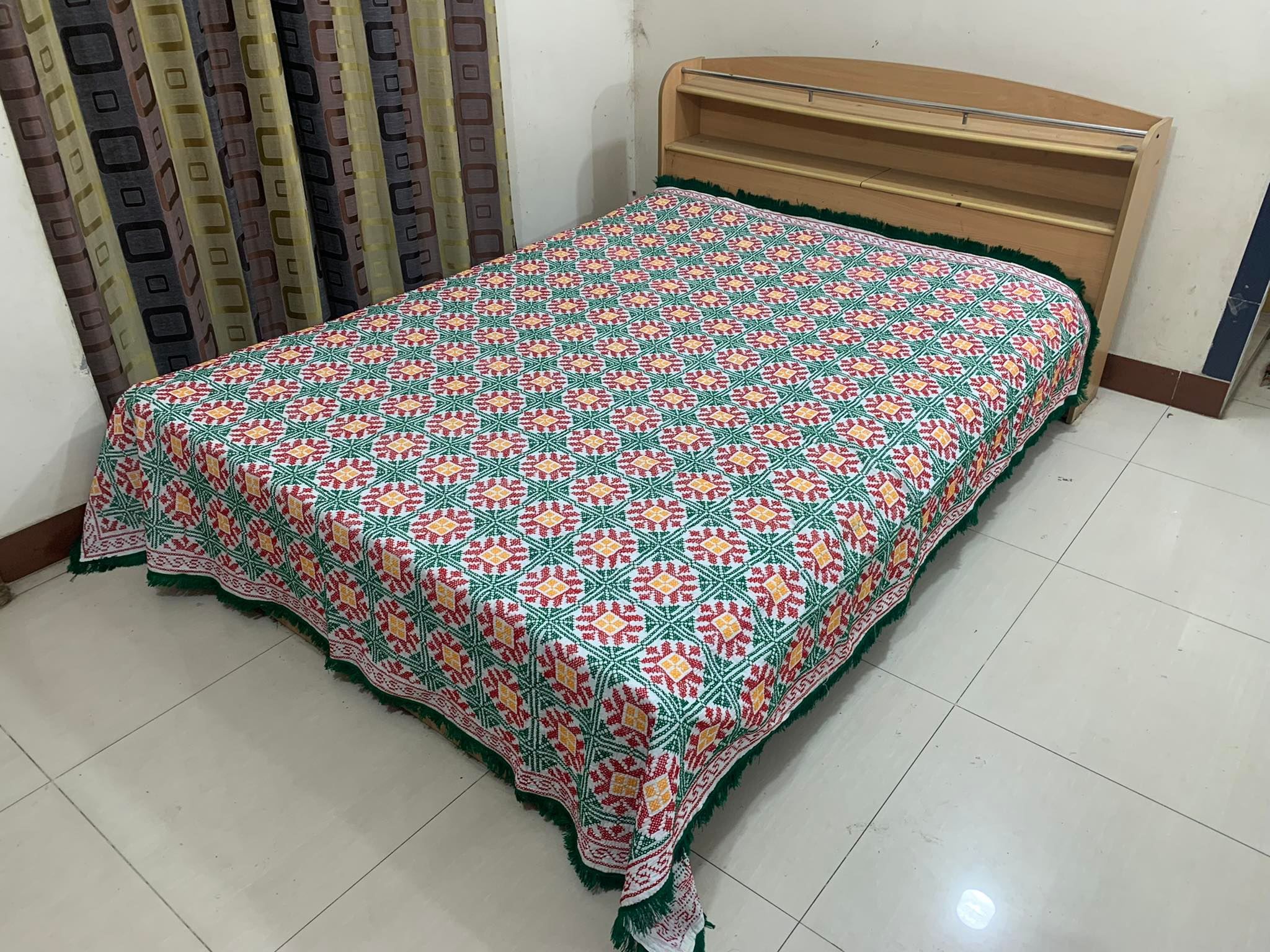 Double Size Cotton Nakshi Bed Sheet With 2 Pillow Covers
