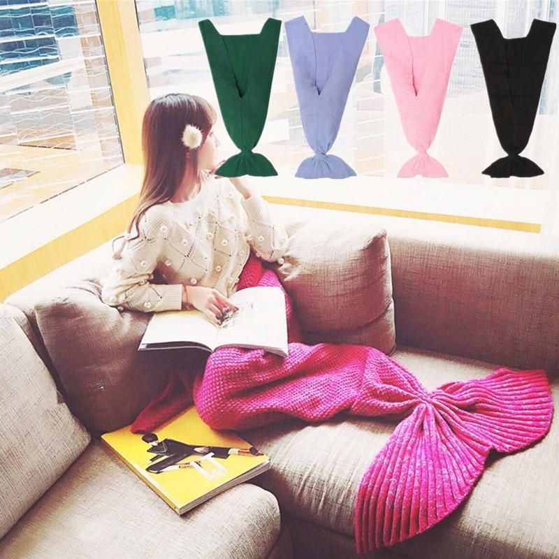 Make you feel comfortable80X180 cm Mermaid Tail Handmade Crocheted Sofa Beach Quilt Rug Knit Blanket
