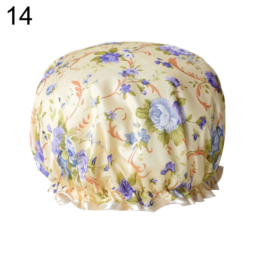 Women Double Layer Flower Dot Hair Fast Dryer Cap Spa Shower Bathing Wrap Hat