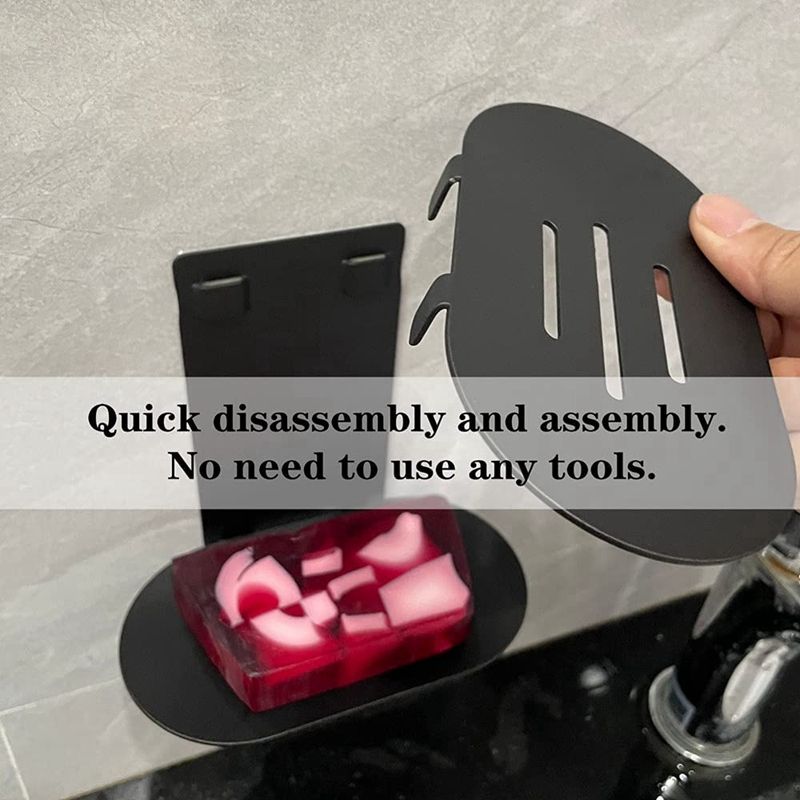 Removable Sticky Double Layer Stainless Steel Soap Dish Soap Holder