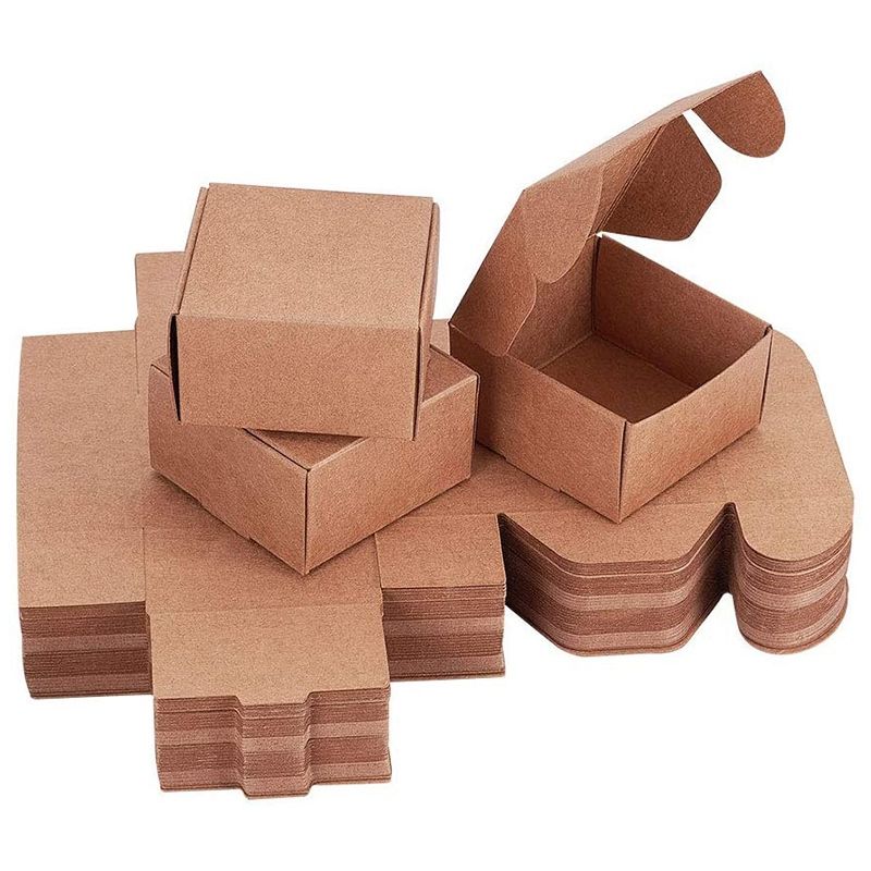 60Pcs Cube Gift Wrapping Kraft Paper Box Handmade Paper Soap Box for Earring Small Jewelry Crafting