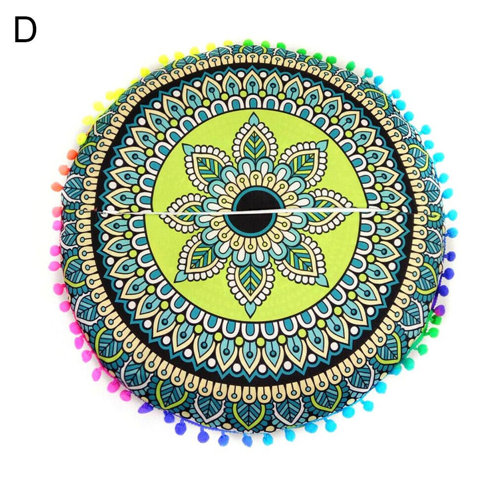 43cm Round Bohemian Mandala Floor Cushion Pillow Cover Case Home Sofa Decor