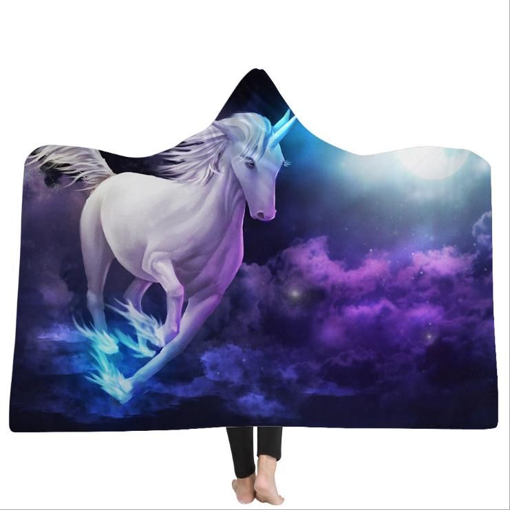 Hooded Blanket 3D Printed Warm Wearable Plush Mat Soft Blanket Kids Gifts