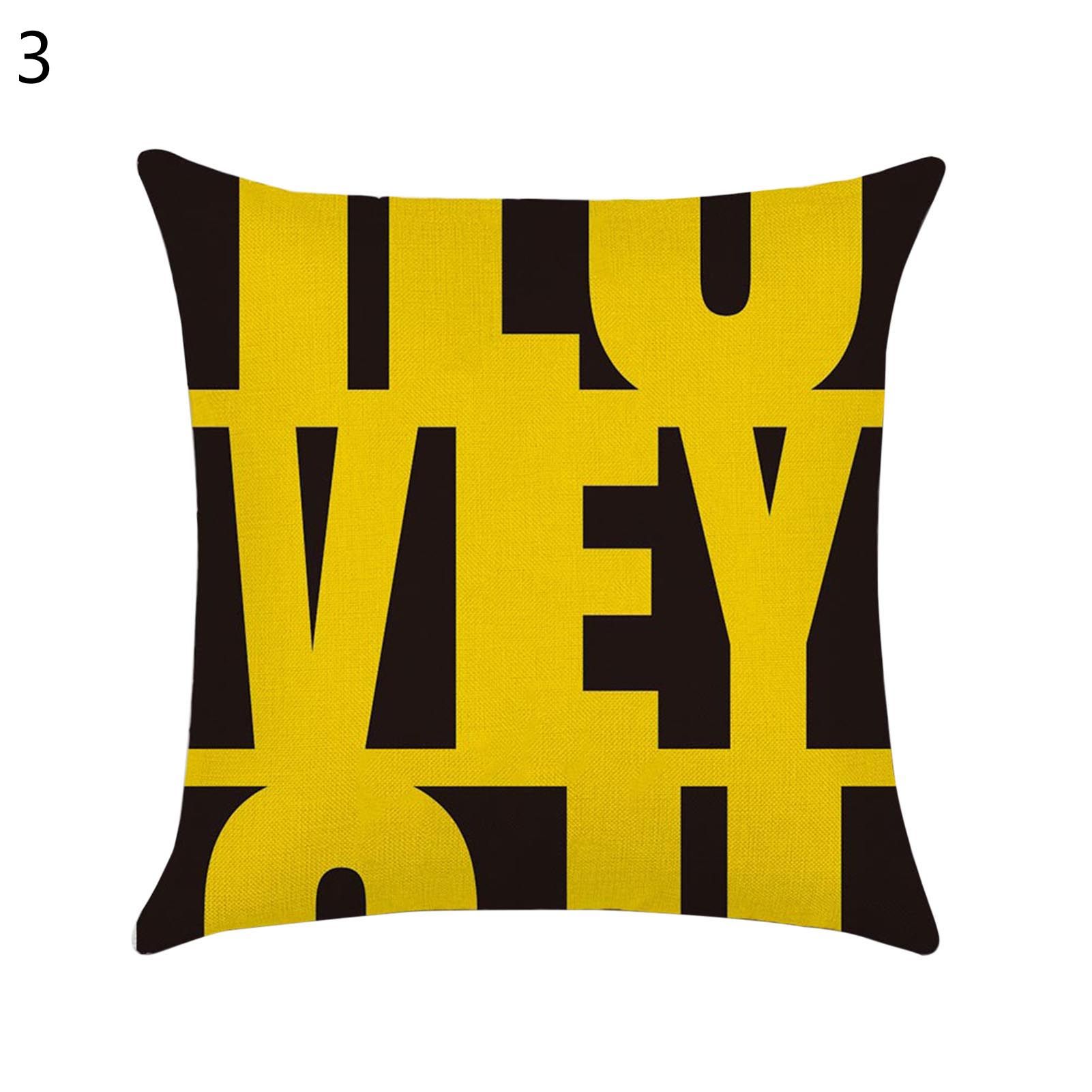 Pillow Cover Soft Touch Dustproof Flax Yellow Love Letter Throw Cushion Case Home Supplies