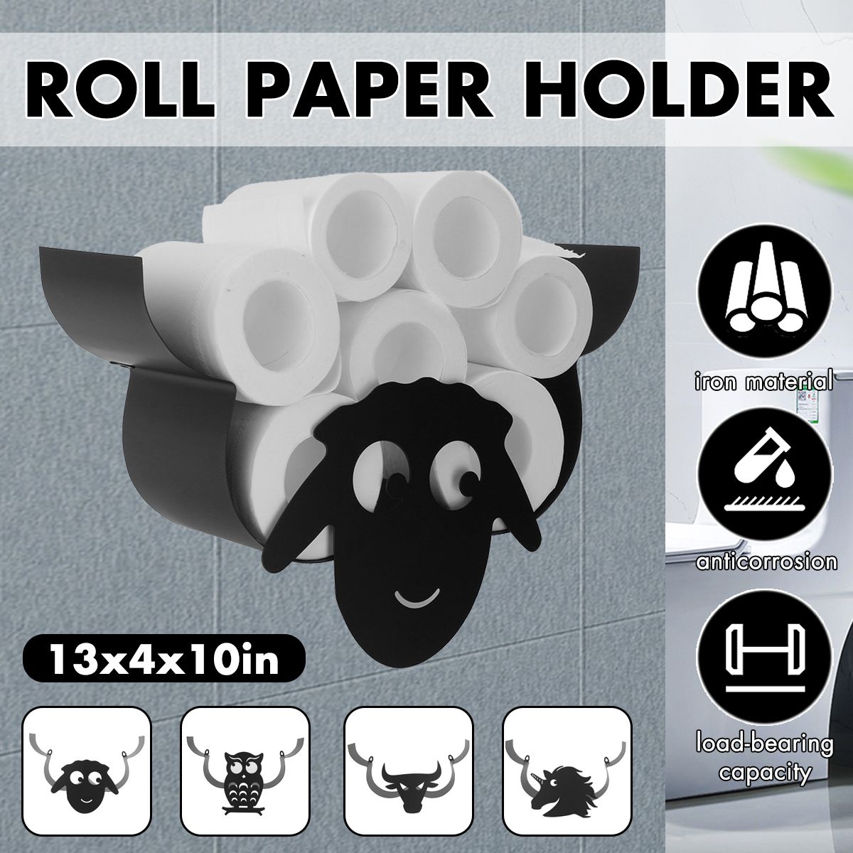 bedding Cute Sheep/Owl/Bison/Unicorn Shape Kitchen/Bathroom Wall Hanging Tissue Holder