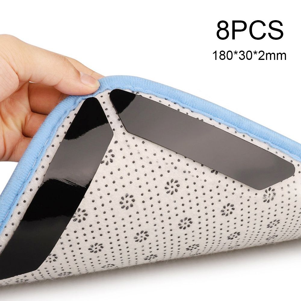 8Pcs Rug Gripper Rug-Grip Carpet Fixed Stickers Non-slip Washable Waterproof Strip-Mat for Home Floor Stairway Bathroom Accessories