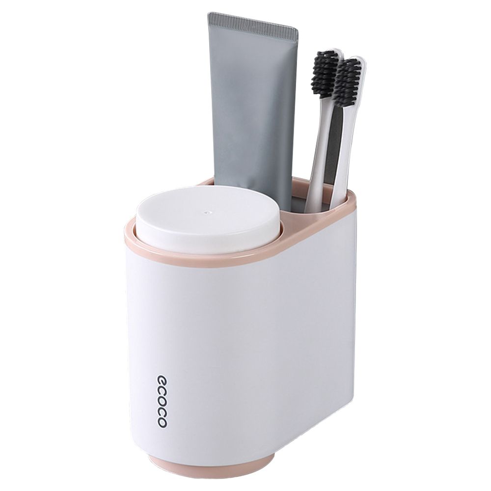 Ecoco Toothbrush Rack Magnetic Toothbrush Holder Wall Mounted Toothbrush Cup Organizer Toothbrush Toothpaste Storage Rack for Washroom Bathroom