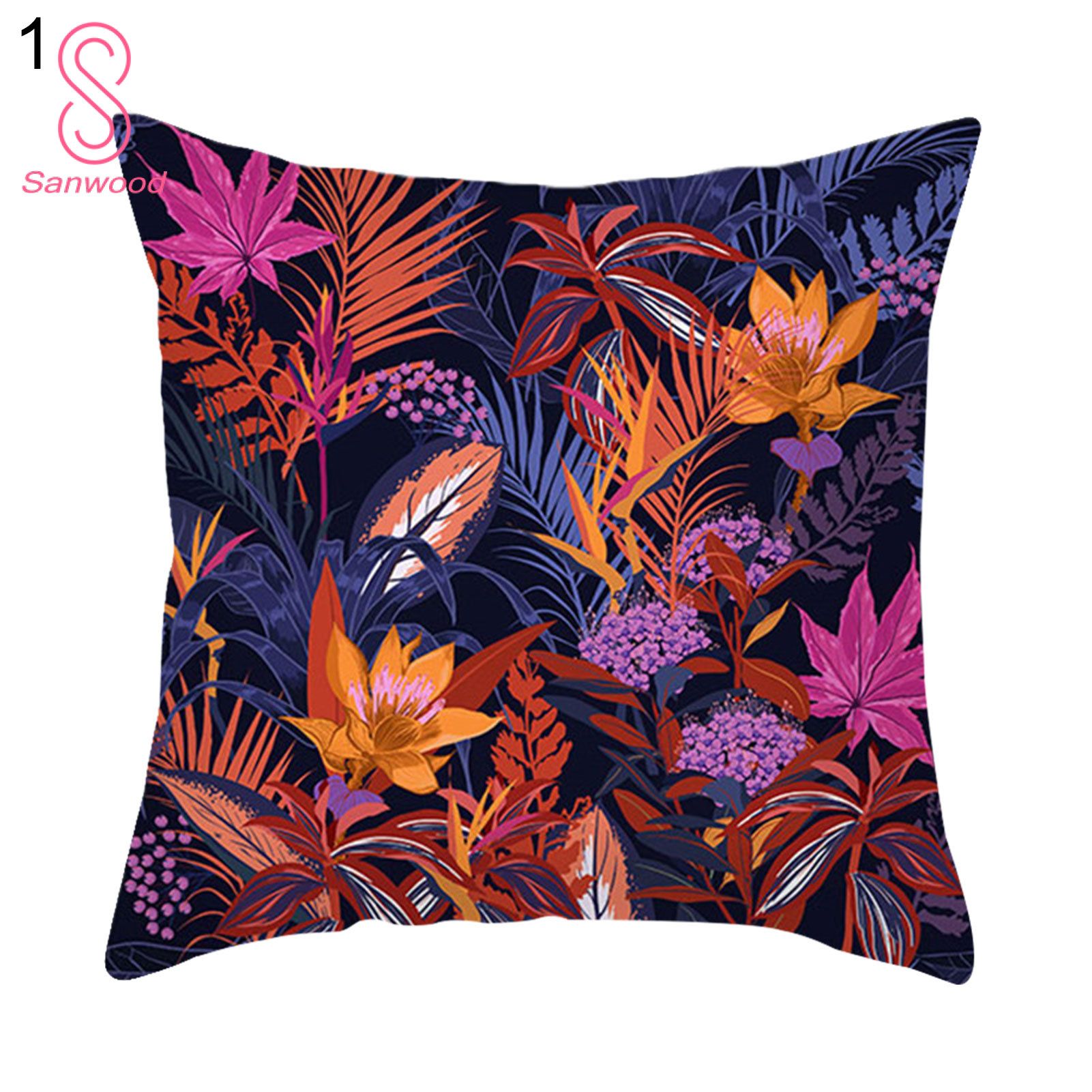 Cushion Cover Cartoon Flower Print Swing Chair Decor Polyester Office Chair Pillow Case for Hotel
