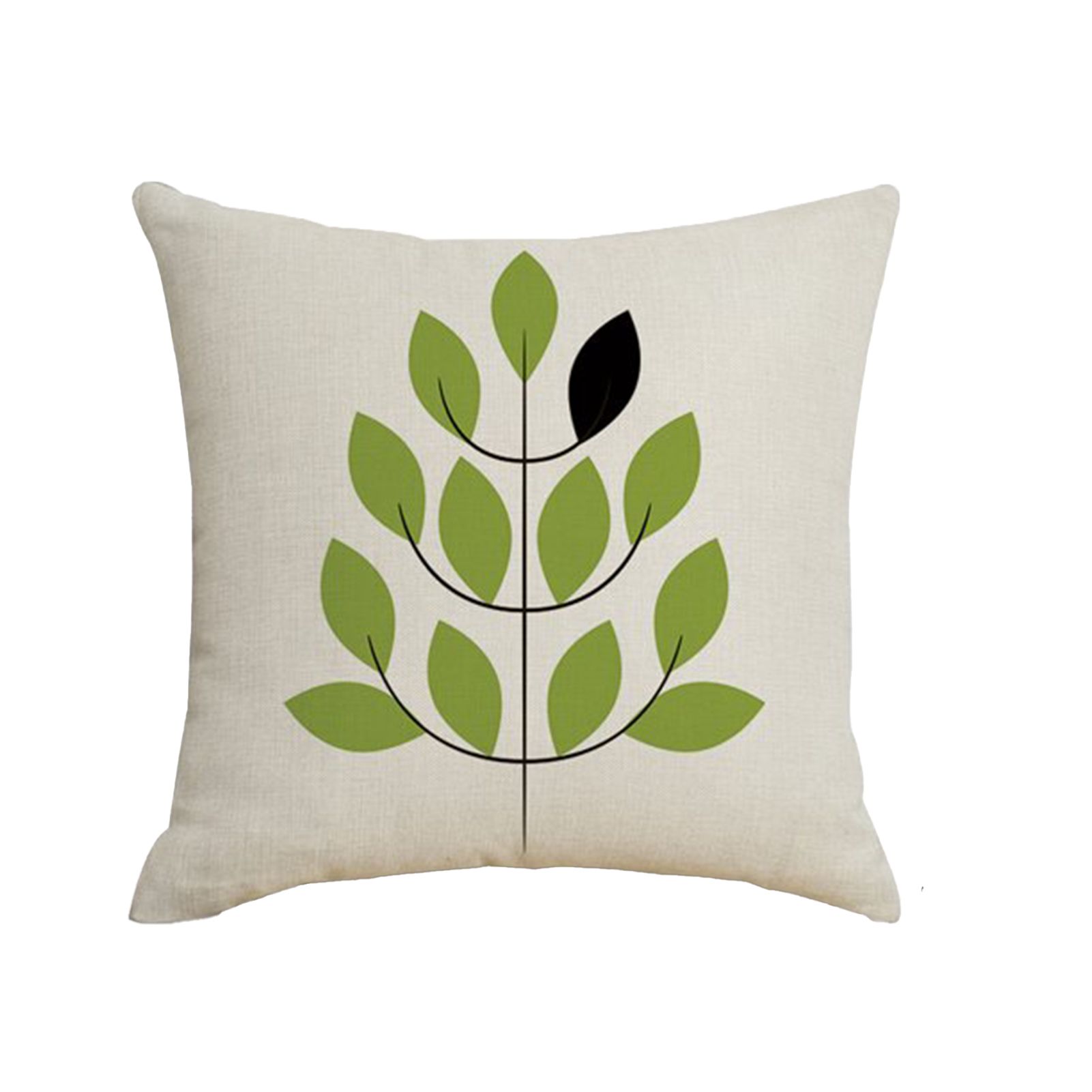 Leaves Pattern Throw Pillow Cover Anti-deformed Flax Single Side Printed Cushion Cover Home Decor