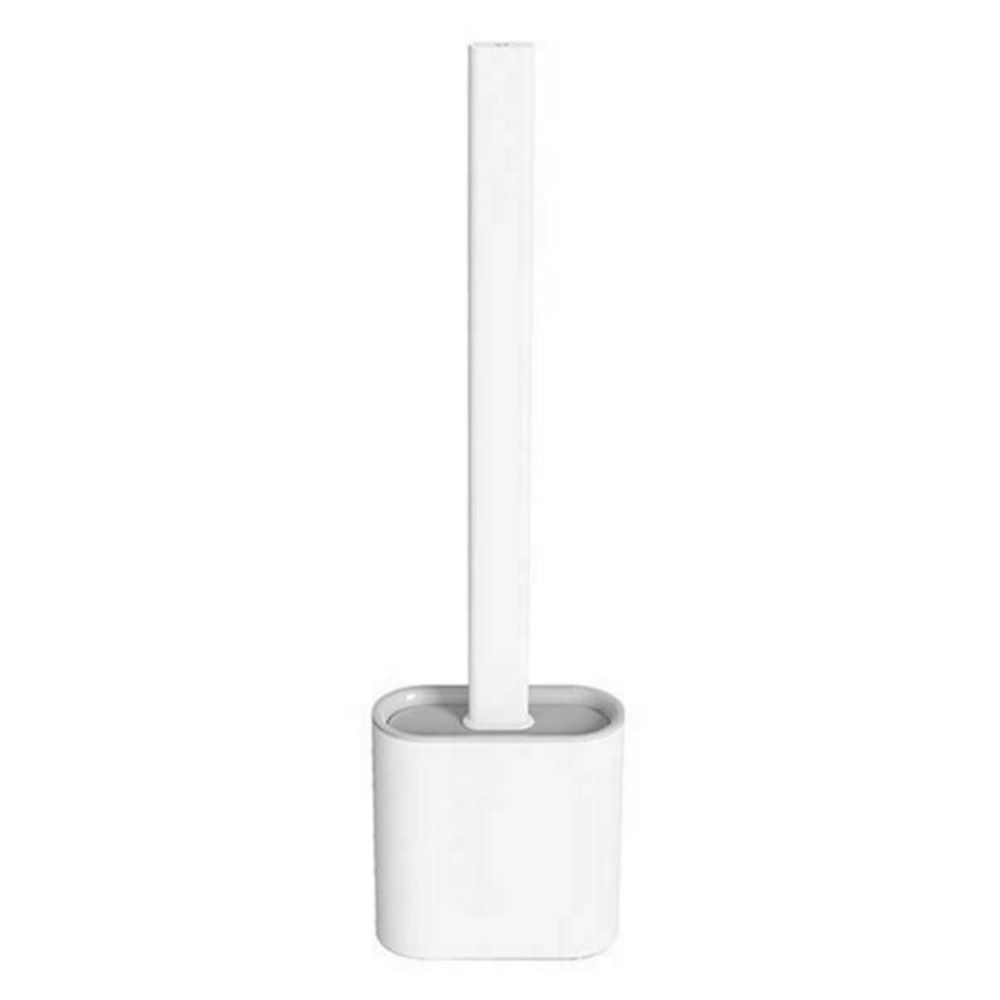 Silicone Toilet Brush with Base Toilet Cleaning Set Bathroom Accessories (White)