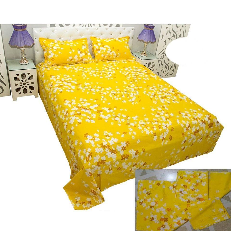 Cotton King Size Bedsheet - 3pcs - Multicolor