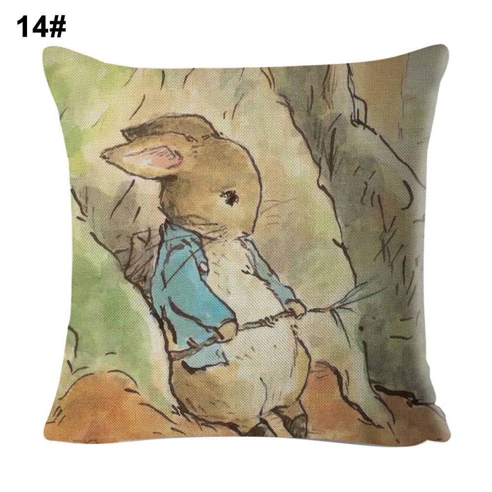Square Cartoon Peter Rabbit Throw Pillow Case Cushion Cover Sofa Bed Cafe Decor
