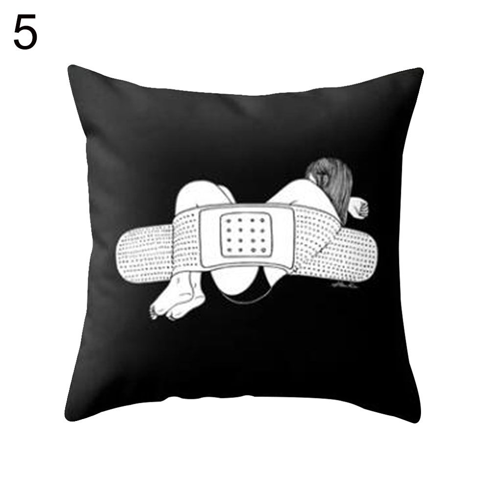 45cmx45cm Cartoon Print Throw Pillow Case Cushion Cover Sofa Bed Office Decor