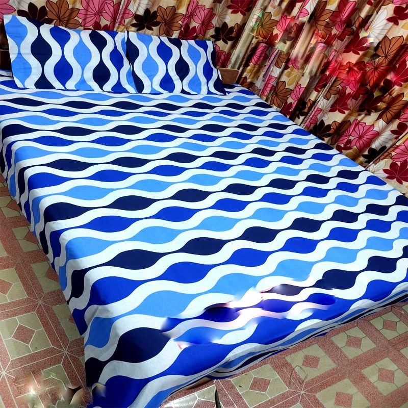 Cotton King Size Bedsheet - 3pcs Set- Multicolor By Sotota Fashion