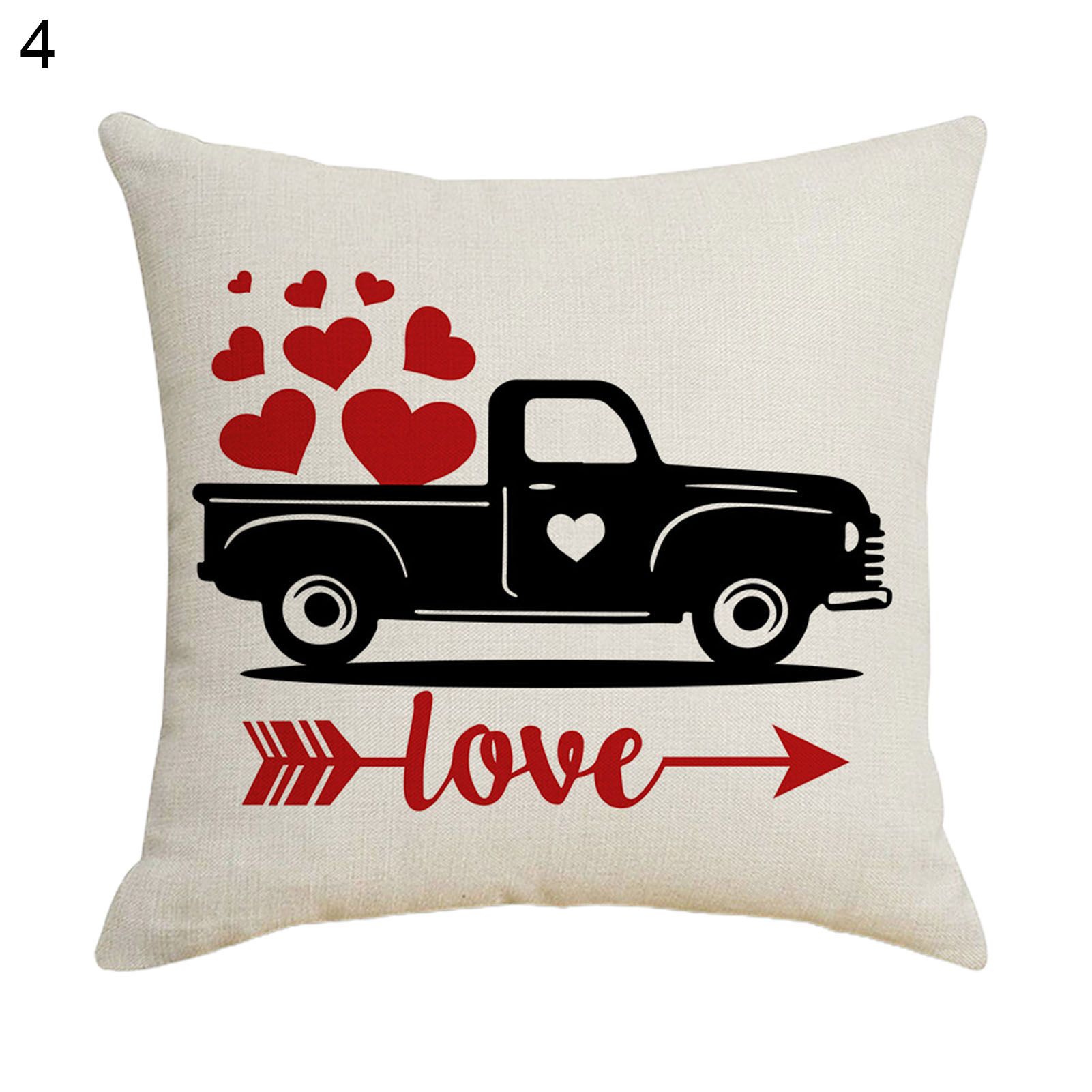 Valentines Pillow Cover Exquisite Wide Application Flax Decorative Cushion Case for Daily Use