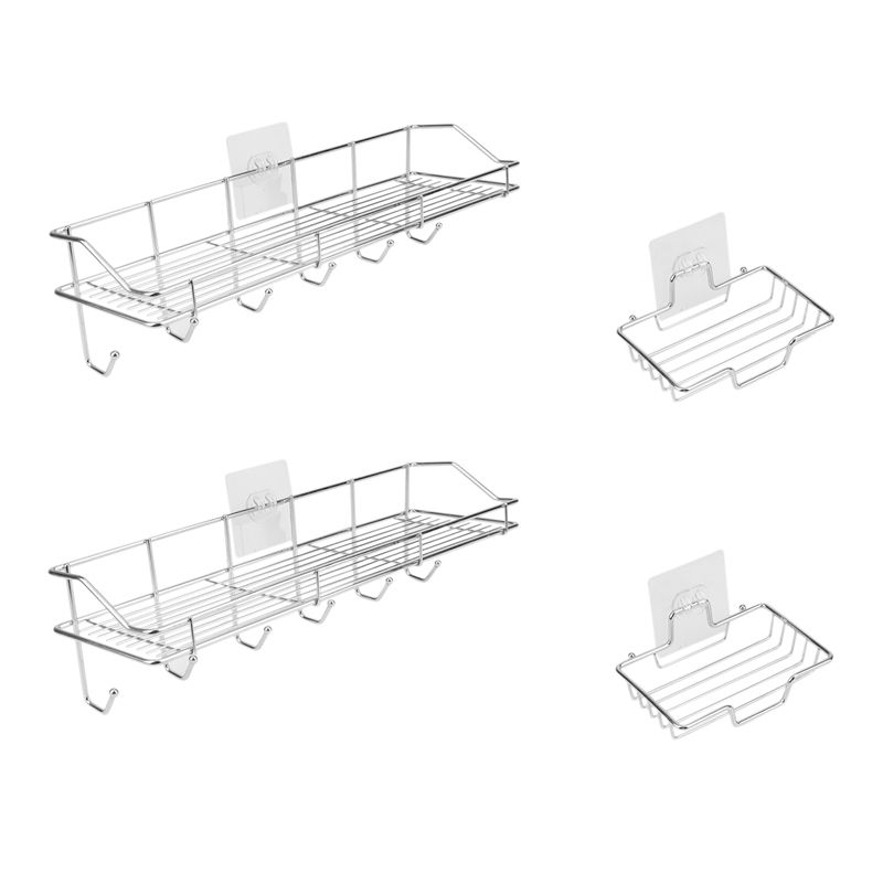 Shower Caddy Basket Shelf with Soap Dish Holder 4-Pack, Space Aluminum Caddy Organizer Wall Mounted Rustproof Shelves