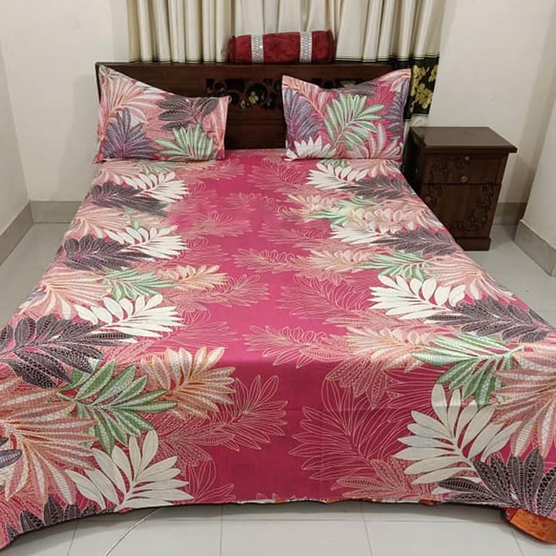 Digital Home Tex Cotton Fabric 7.5 By 8.5 Feet Multicolor King Size Bedsheet With Two Pillow Covers. PRODUCT SOMAHAR