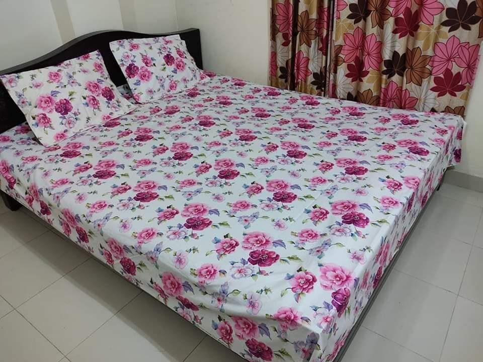 Cotton  Print  7.5/8.5 Feet Double King Size Bedsheet Set With Two Pillow Covers By Bonolota Express - Bed Sheet