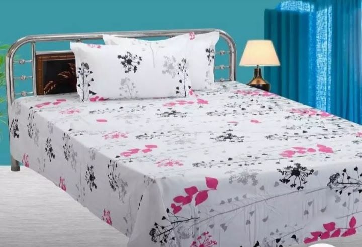 Digital Home Tex Cotton Multicolor King Size Bed sheet With Two Matching Pillow Covers(null)