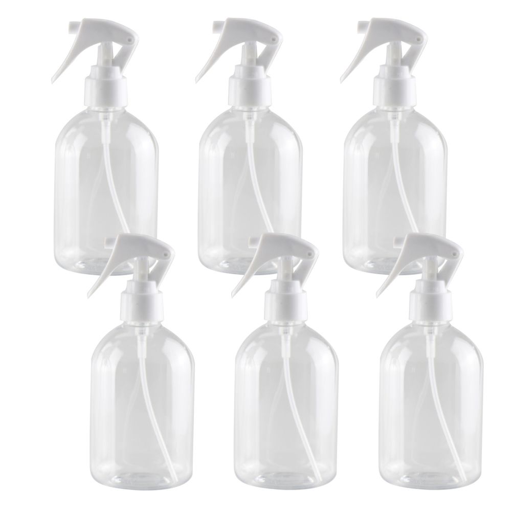 6Pcs 330ml Transparent Leak Proof Refill Empty Cosmetics Waterst Spray Bottle