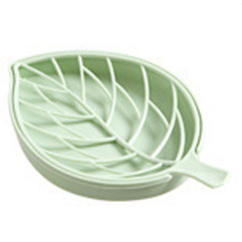 Double Layers Drain Soap Box Leaf Shaped Soap Holder Bathroom Soap Dish