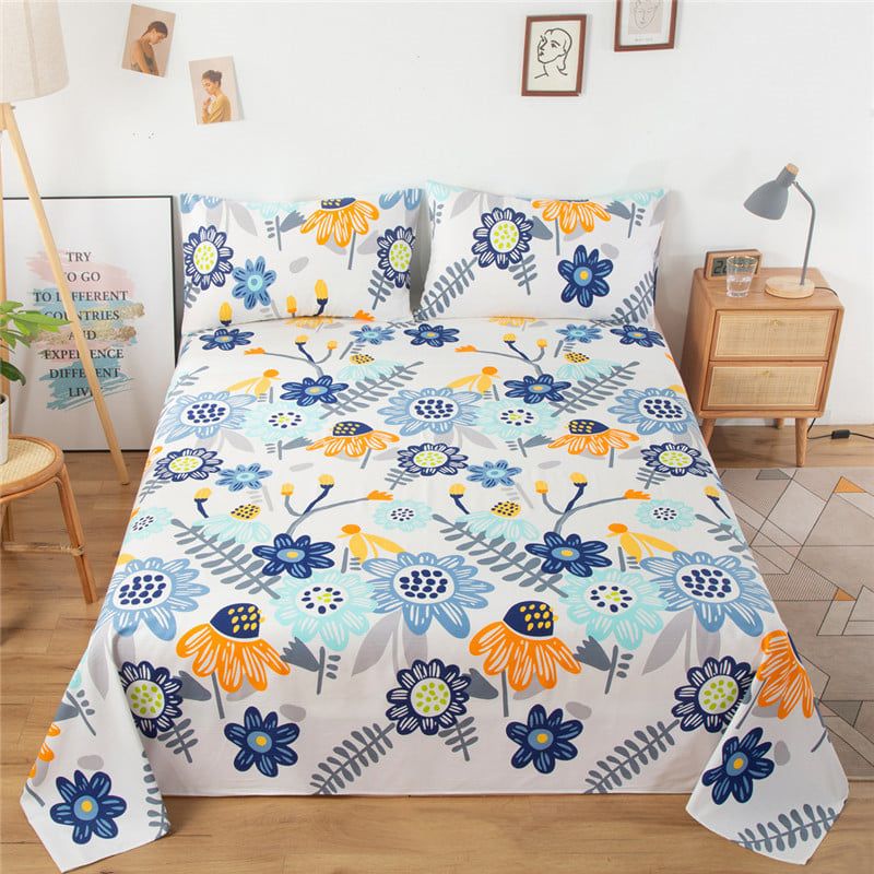 100% Pure Cotton Coarse Cloth Thicken Comfortable Breathable Skin Friendly King Size Imported Bedsheet Set with Two Pillow Covers