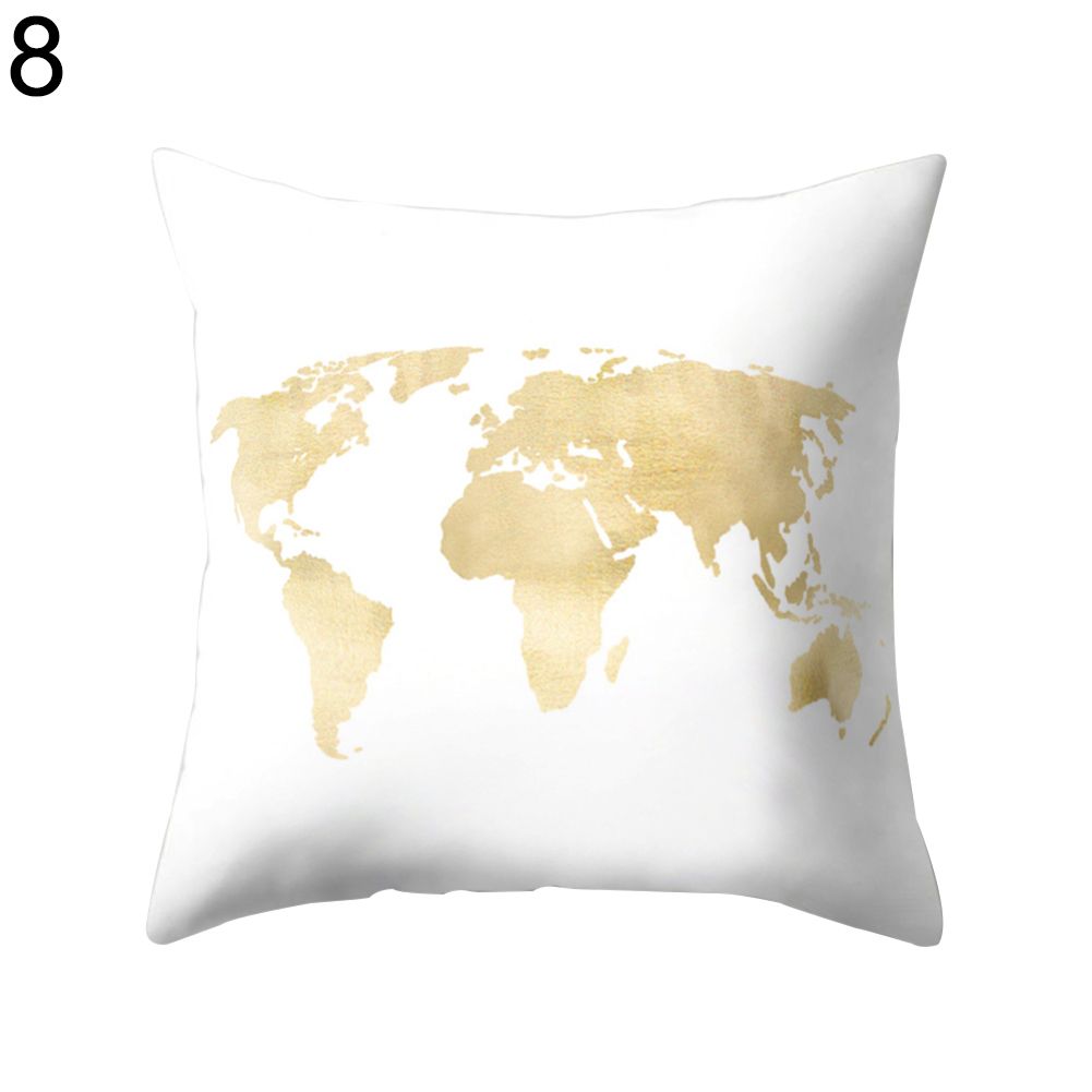 18 Inch Square World Map Print Pillowcase Cushion Cover for Home Room Office