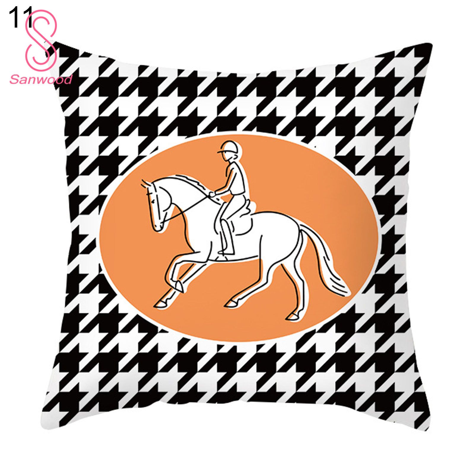 Abstract Contrast Print Pillow Slip Wrinkle Resistant Polyester Chair Waist Cushion Cover for Living Room