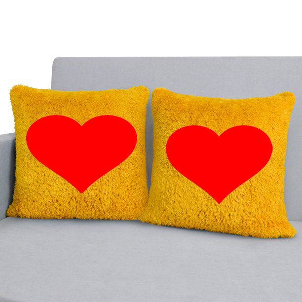 yellow heart shape pillow