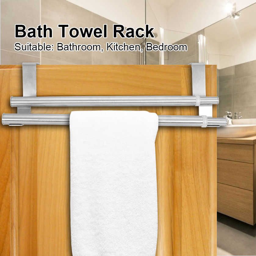 Stainless Steel Retractable Bath Towel Rack Double/Single Bar Bedroom Shelf