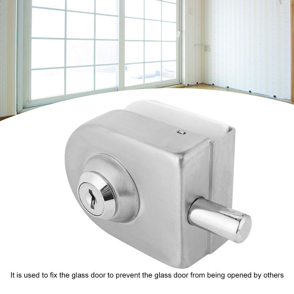 10-12mm Brushed Glass Door Lock Ground Latch Stainless Steel Bathroom Tool