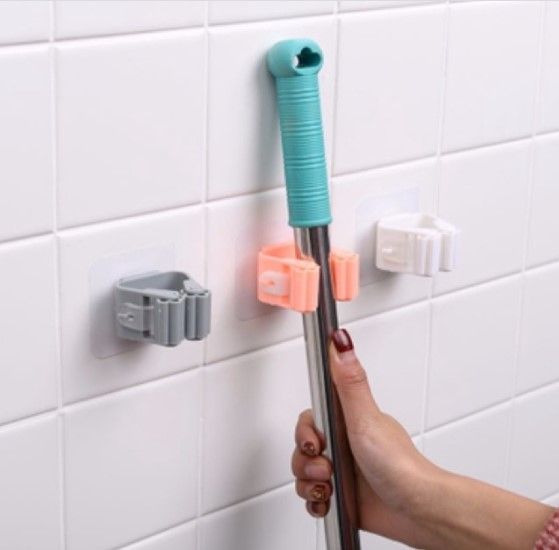 Wall Mounted Mop Organizer Holder Brush Broom Hanger Home Storage Rack Bathroom Suction Hanging Pipe Hooks Household Tools
