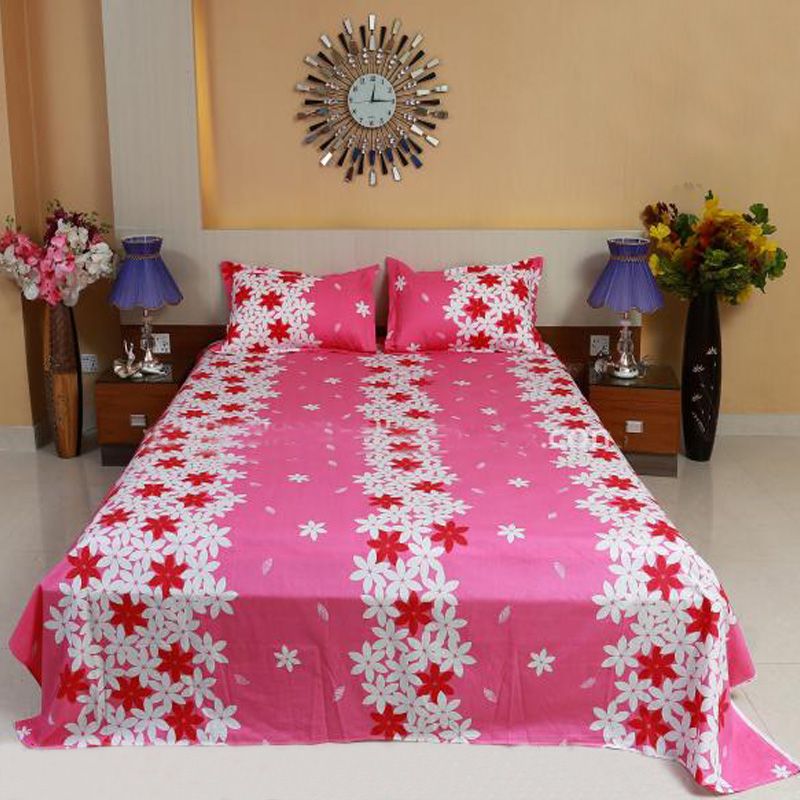 Cotton King Size Bedsheet - 3pcs Set- Multicolour By