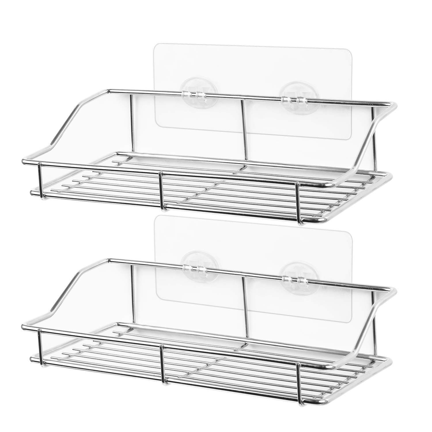 Bathroom Shelf, Wall Mounted Shower Caddy Traceless Adhesive, No Drilling Storage Organizer Rack Stainless Steel Kitchen, Bathroom, Toilet (Silver) - From China